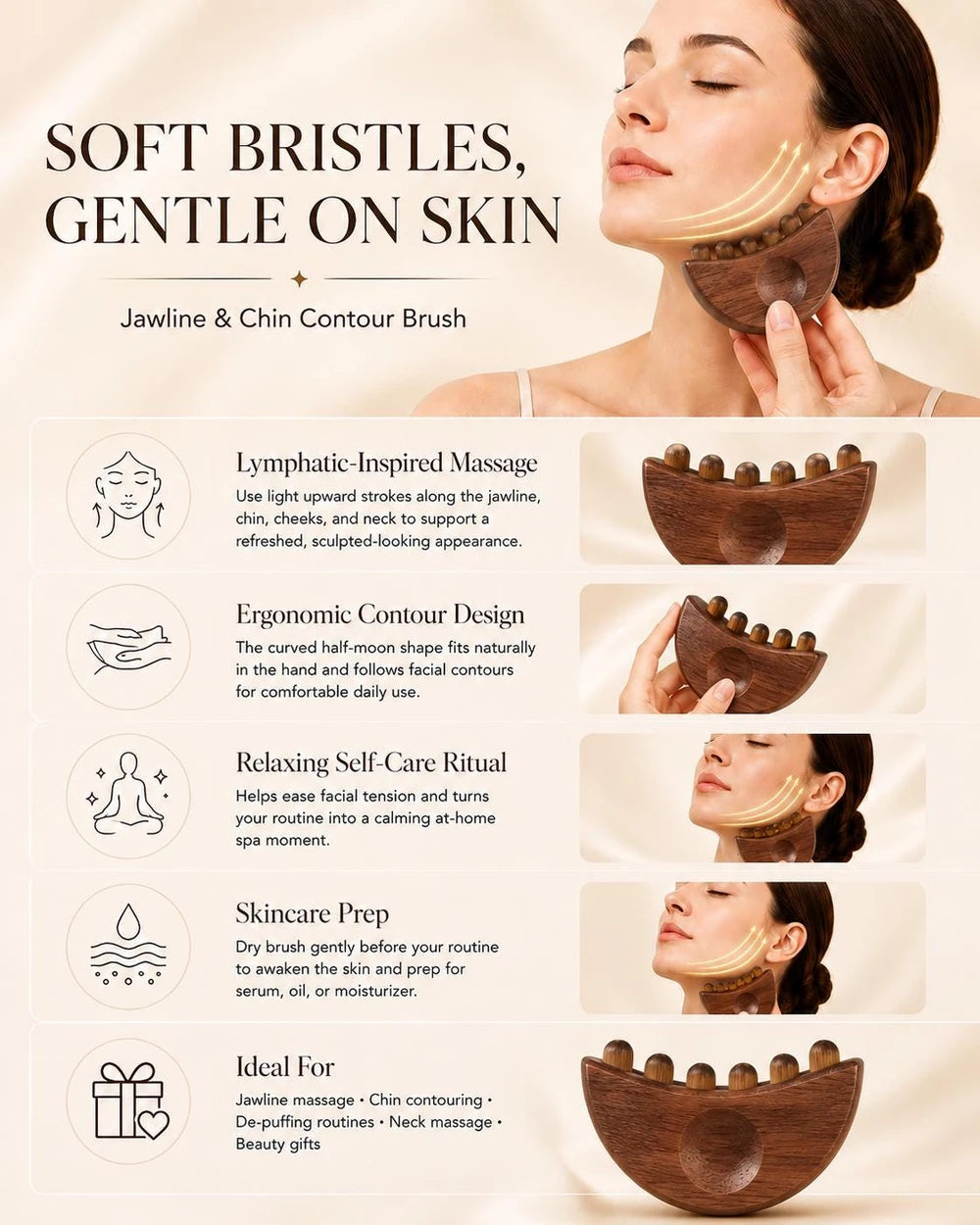 Lymphatic Drainage Face Wood Brush