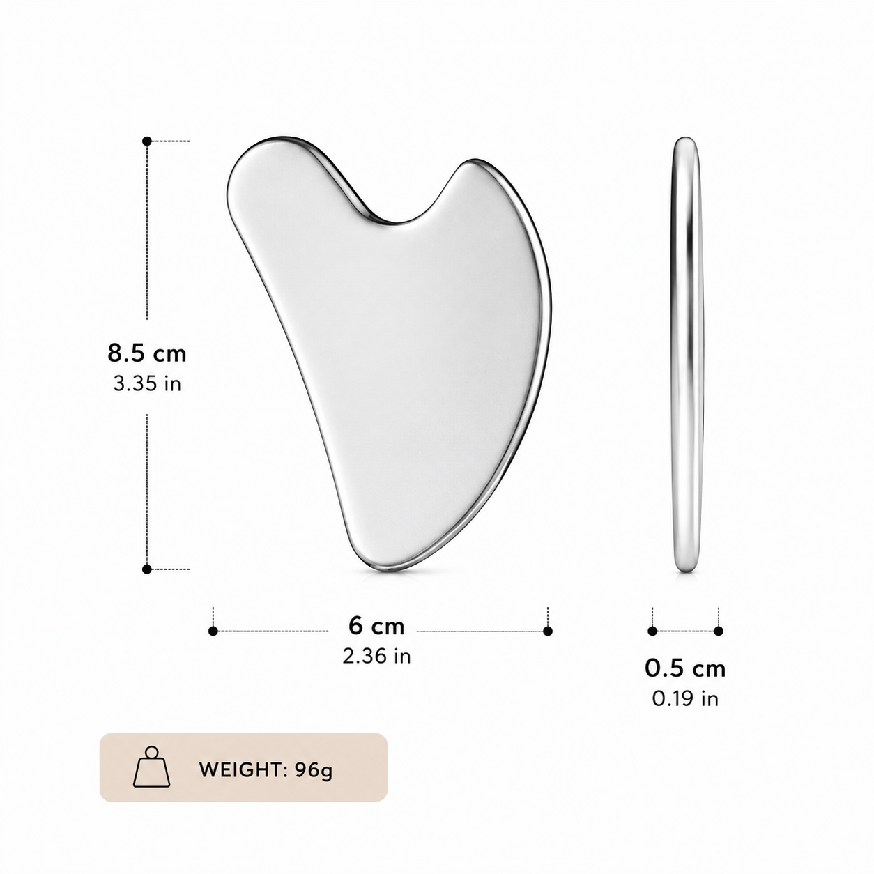304 Real Stainless Steel GuaSha – Large Heart-Shaped Facial & Lymphatic Drainage Tool