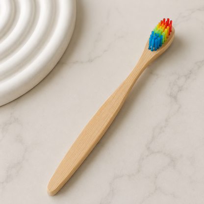 Rainbow Bamboo Toothbrush – Natural Bamboo Handle, Colorful Bristles & Eco-Friendly Design
