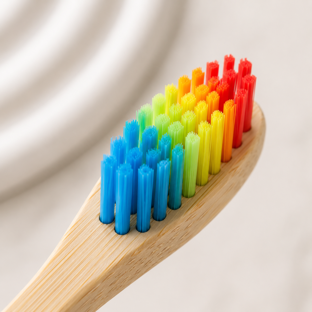 Rainbow Bamboo Toothbrush – Natural Bamboo Handle, Colorful Bristles & Eco-Friendly Design
