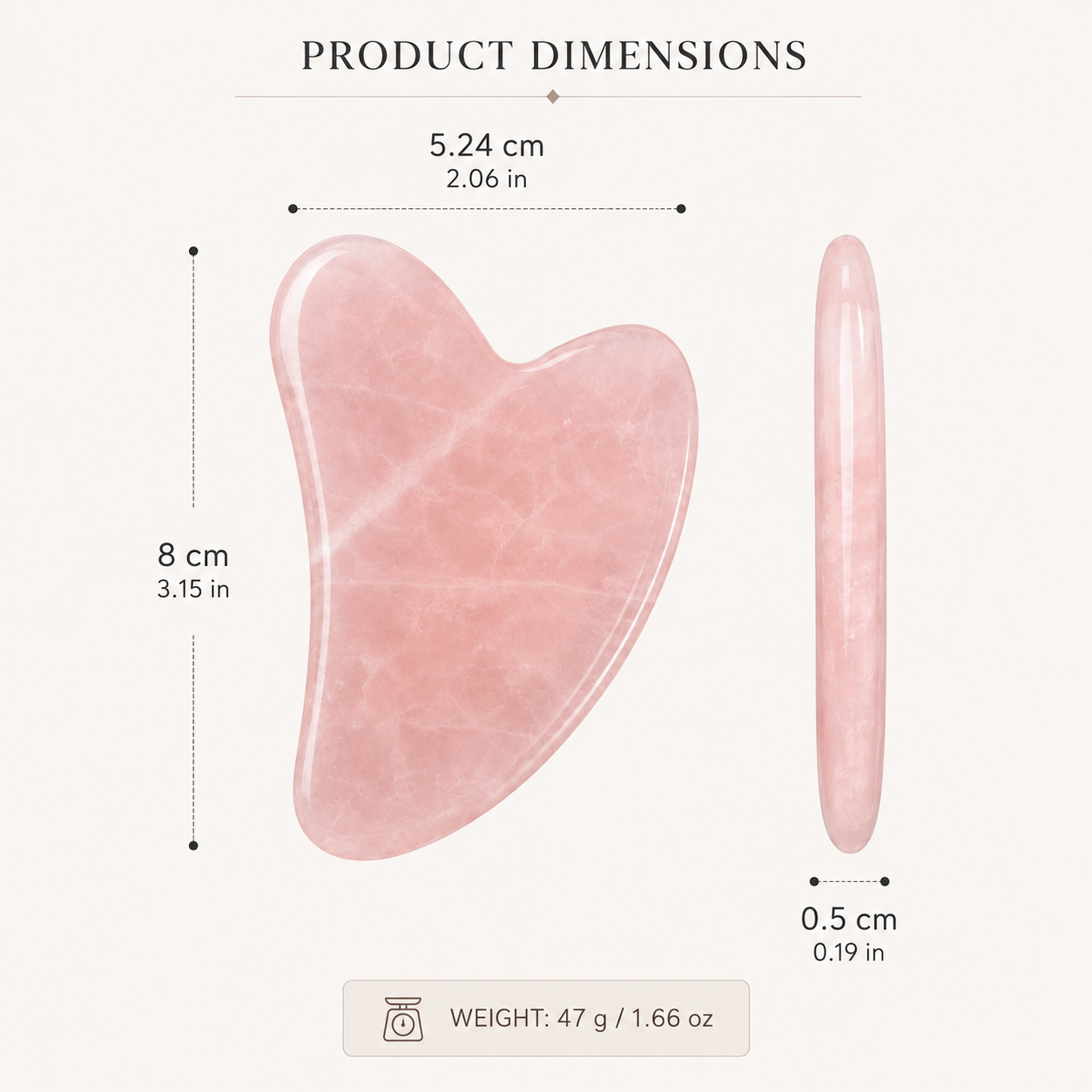 Natural Rose Quartz Gua Sha – Facial Massage & Sculpting Tool