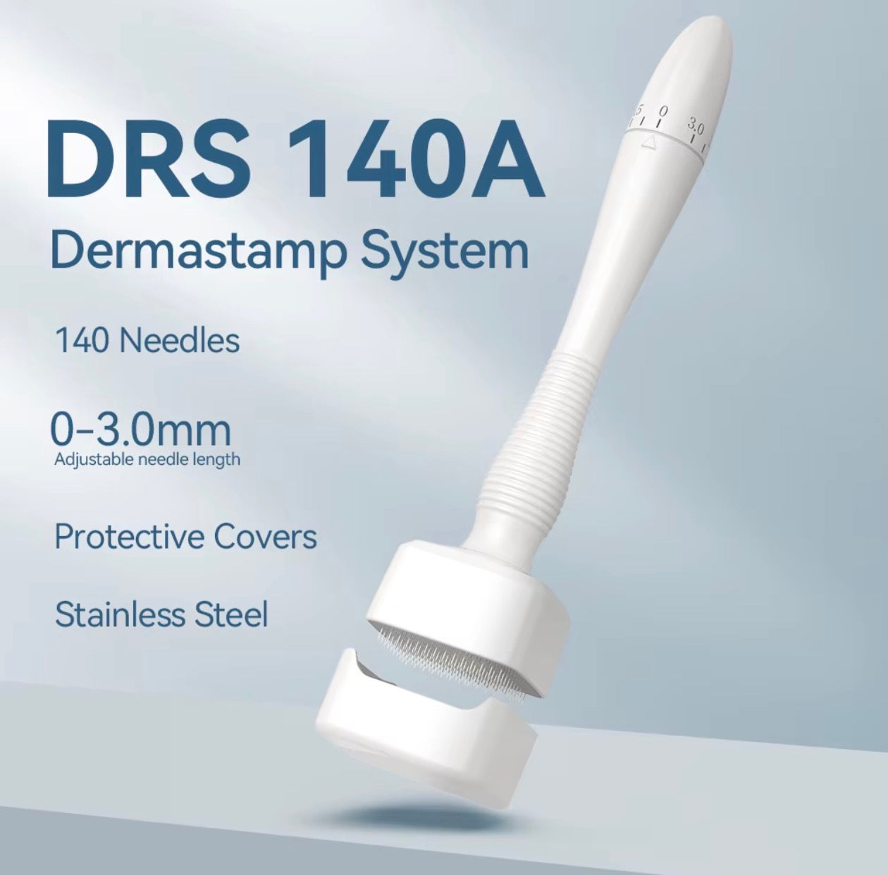 140A-Pin Adjustable Derma Stamp 0–3.0mm Micro-needling Tool for Face & Scalp