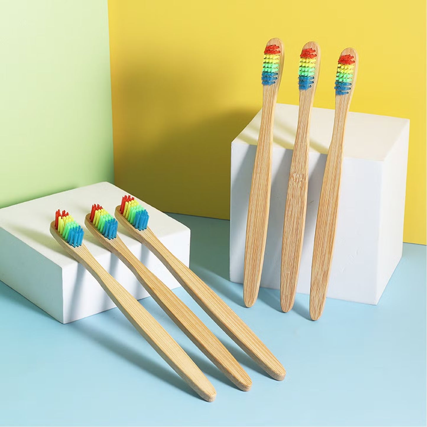 Rainbow Bamboo Toothbrush – Natural Bamboo Handle, Colorful Bristles & Eco-Friendly Design