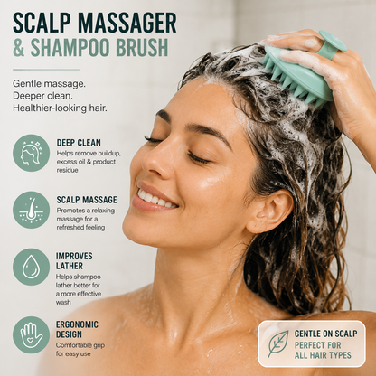 Silicone Scalp Massager & Shampoo Brush – Hair & Scalp Care, 4 Colors
